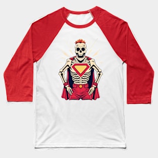 Skeleton Superhero Digital Art for Halloween Baseball T-Shirt